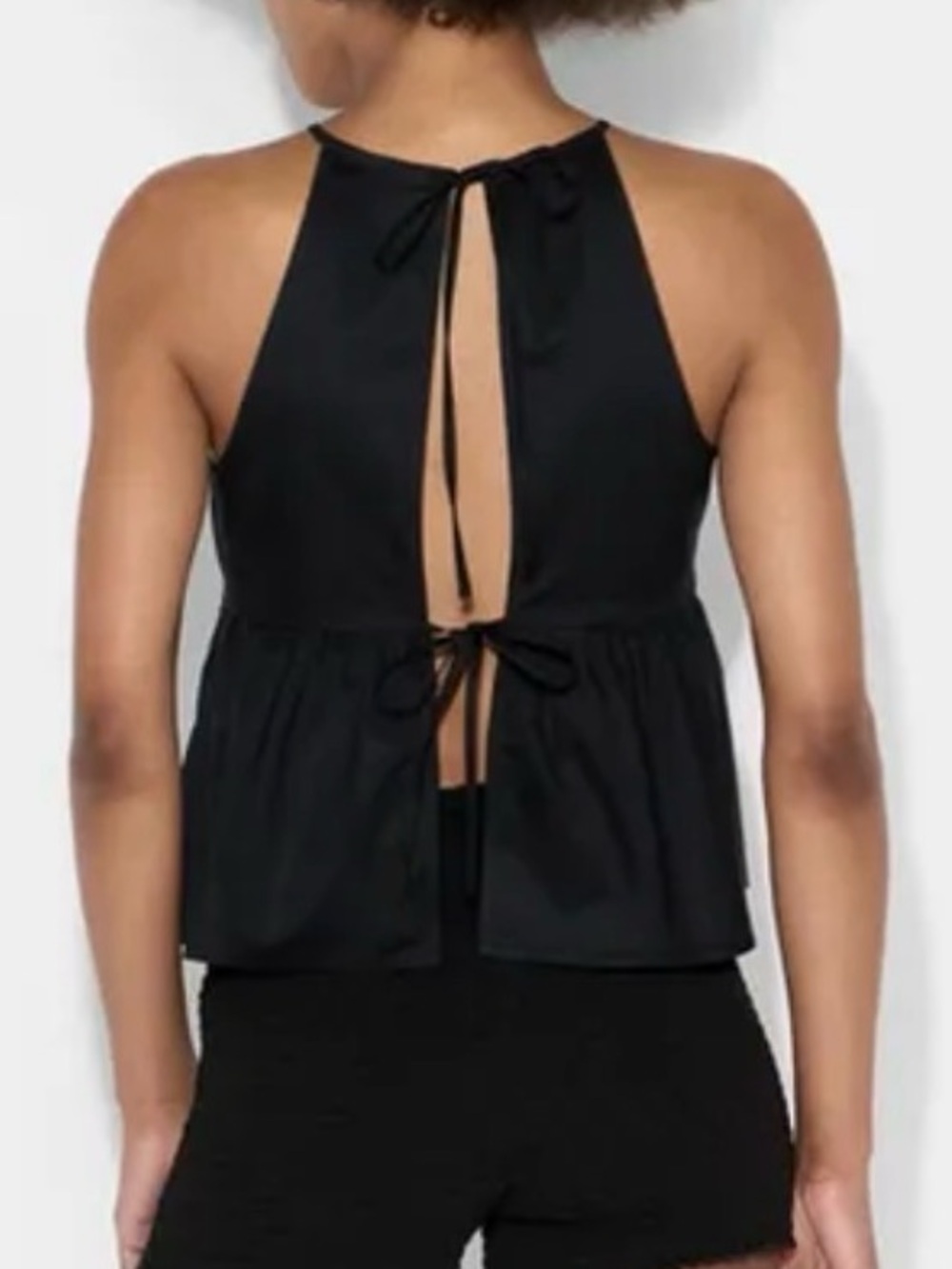 NWT Wild Fable, Sz L - Babydoll Halter High Neck Top, Black, Back Ties, Summer